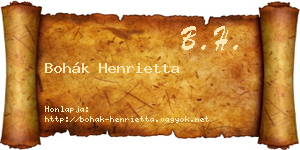 Bohák Henrietta névjegykártya